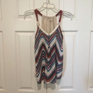 Rewind Tank Top, Vibrant Multi-Colored Chevron Pattern, Size Small